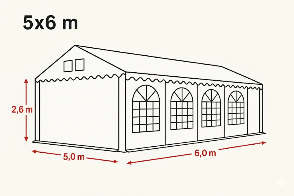 Maße 5 x 6 Meter Zelt